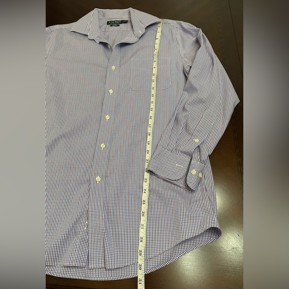 Lauren Ralph Lauren Men's Lavender Checkered Dress Shirt 💙 - Picture 5 of 7